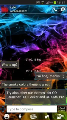 GO SMS Theme Color Smoke android App screenshot 2